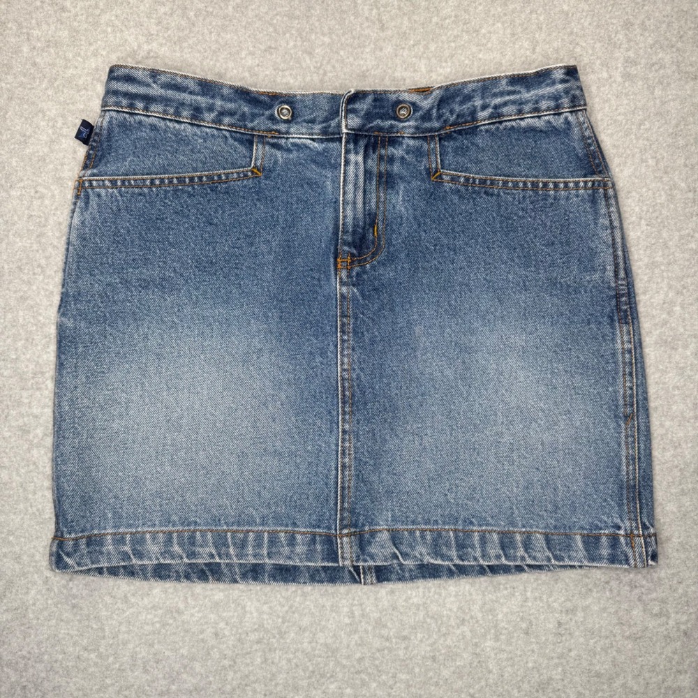 VTG Tyte Denim Mini Micro Skirt Women Size 1 Blue Flap Pockets Y2K